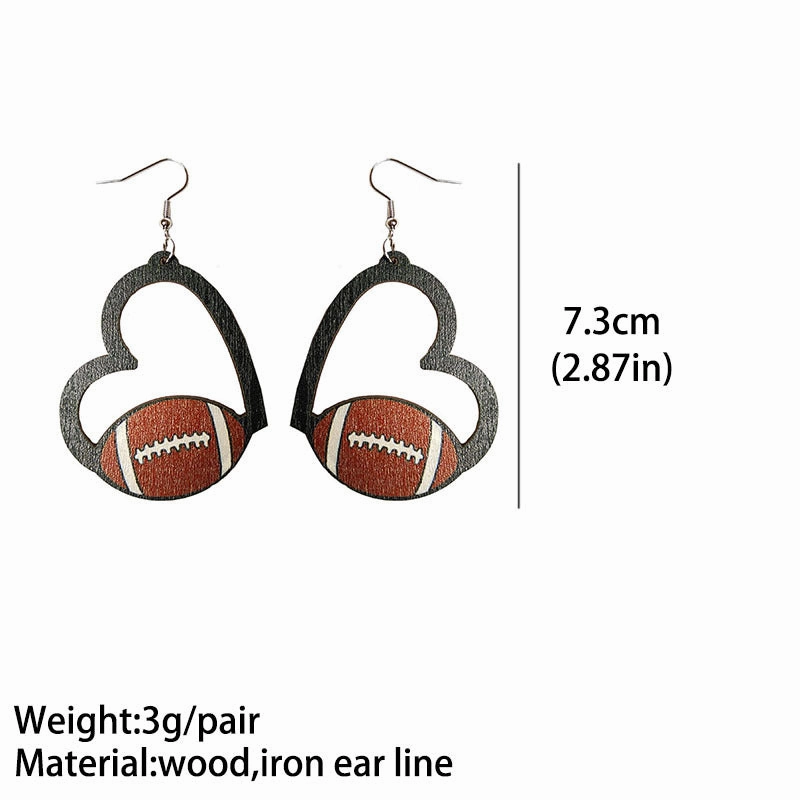 Wholesale 2pairs/pack Wooden Hollow Heart Sports Earrings