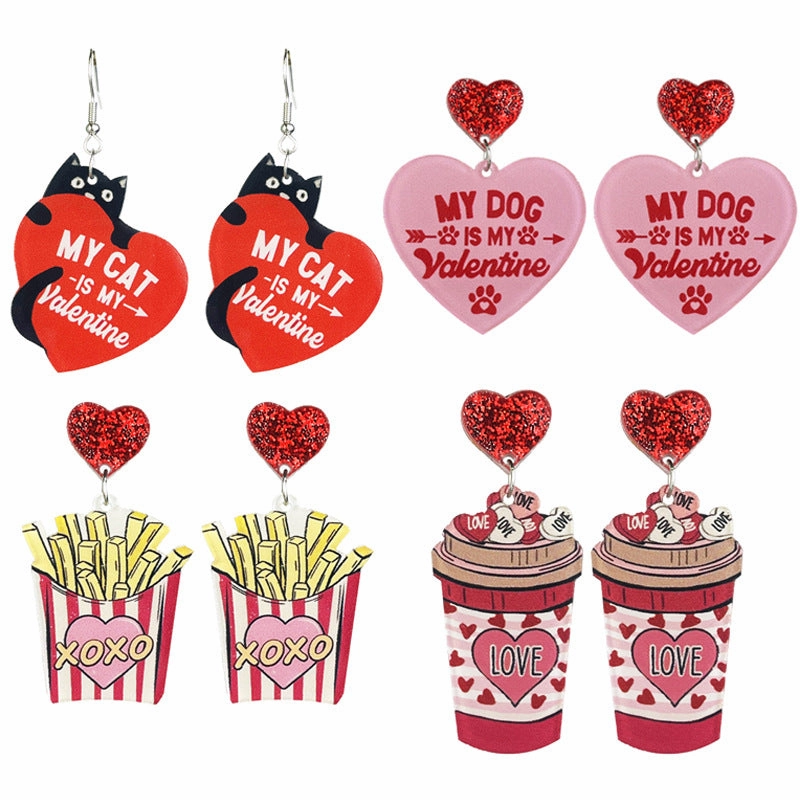 Wholesale 2pcs Acrylic Cat Food Enthusiast Lover Earrings