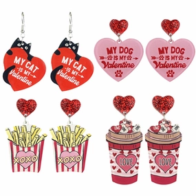 Wholesale 2pcs Acrylic Cat Food Enthusiast Lover Earrings