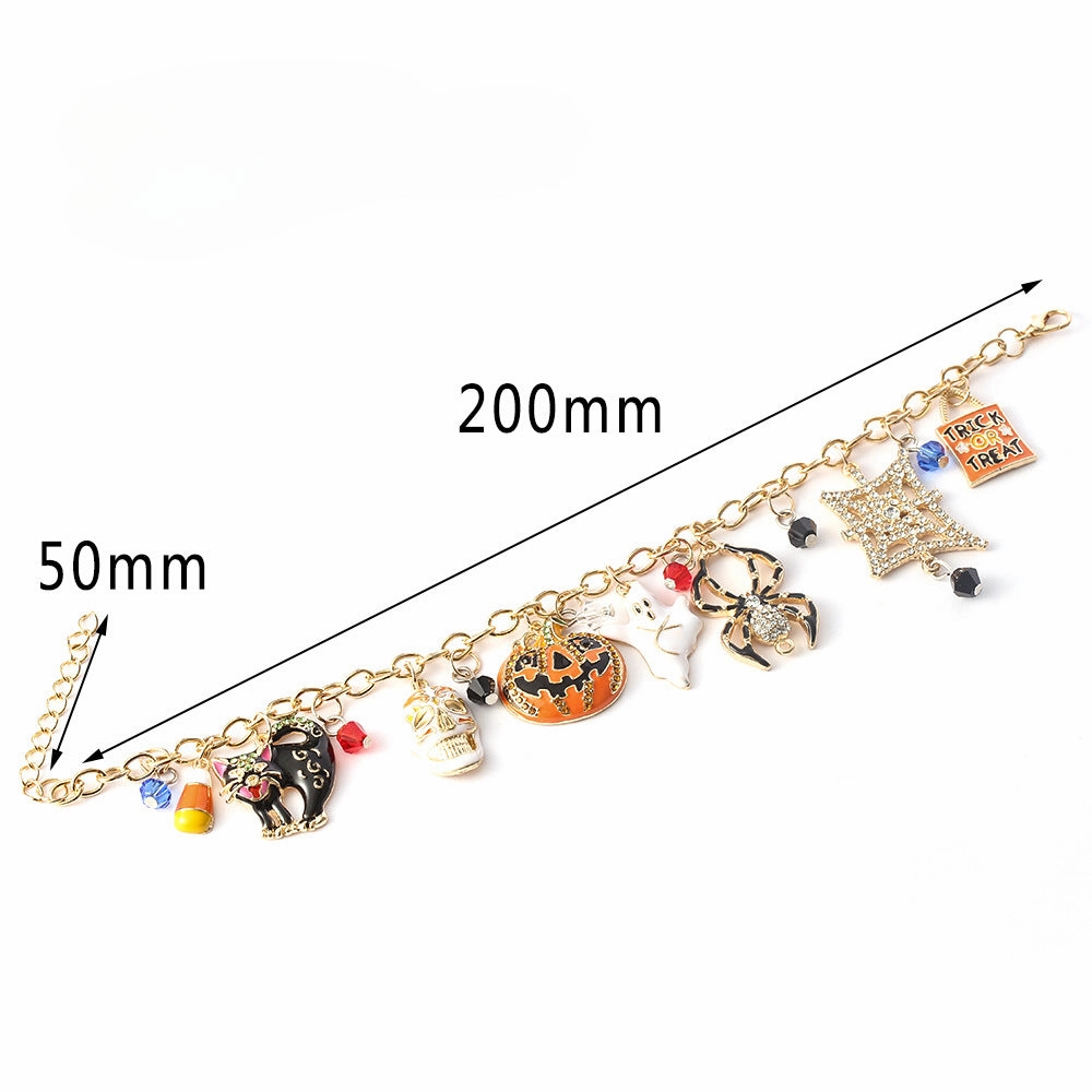 Wholesale 2PCS Halloween Pumpkin Head Ghost Spider Alloy Bracelet