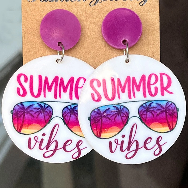 Wholesale 2pcs Hello Summer Beach Scenery Holiday Acrylic Earrings