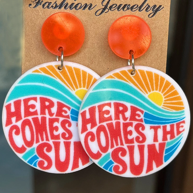 Wholesale 2pcs Hello Summer Beach Scenery Holiday Acrylic Earrings