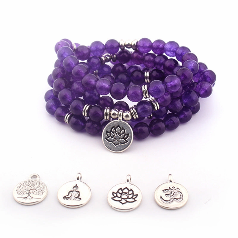 Wholesale 2PCS Lazurite Colorful Lotus Bracelet