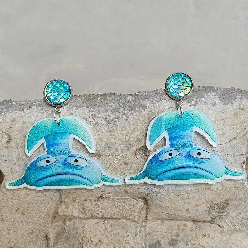 Wholesale 2pcs Manta Ray Scale Marine Animal Acrylic Earrings