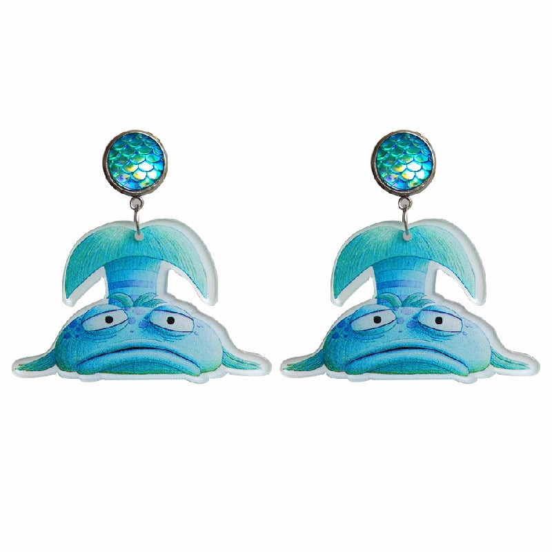 Wholesale 2pcs Manta Ray Scale Marine Animal Acrylic Earrings