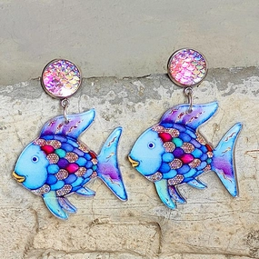 Wholesale 2pcs Manta Ray Scale Marine Animal Acrylic Earrings