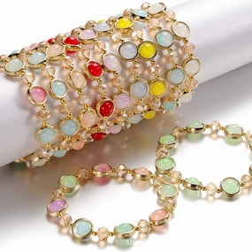 Wholesale 2pcs Multicolor Crystal Glass Beads Bracelet