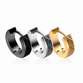 Wholesale 2PCS/Pack Frosted Black Men Stainless Steel Earrings