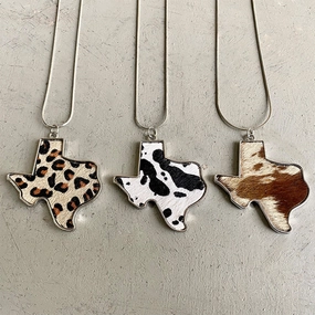 Wholesale 2pcs/pack Western Style Texas Map Horse Hair First Layer Cowhide Necklace