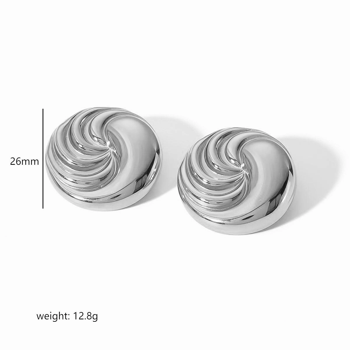 Wholesale 2pcs Round 18k Gold Swirl Pattern Stainless Steel Earrings