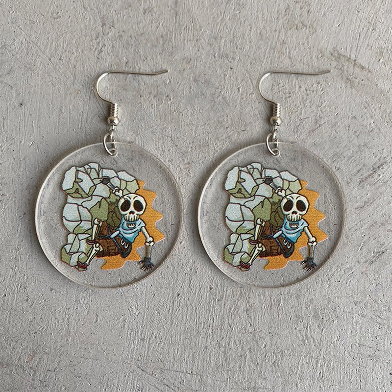 Wholesale 2PCS Sports Acrylic Skull Football Stick Motorcycle Earrings