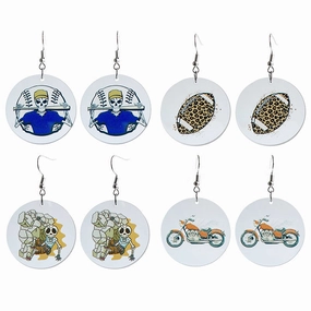 Wholesale 2PCS Sports Acrylic Skull Football Stick Motorcycle Earrings