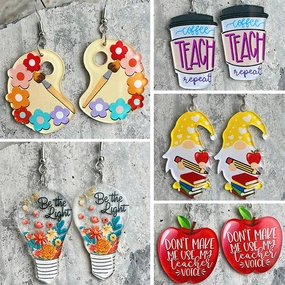 Wholesale 2pcs Teacher Gift Coffee Cup Apple Acrylic Earrings