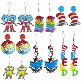 Wholesale 2pcs Teacher Reading Atmosphere Shiny Cute Teacher Color Book Acrylic Earrings