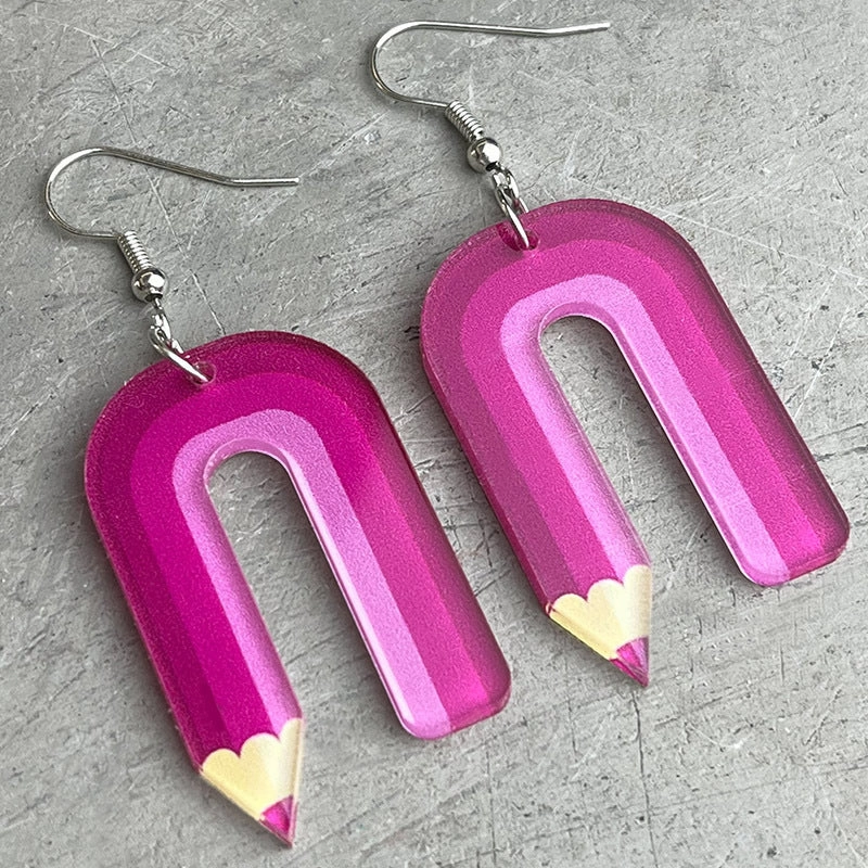 Wholesale 2pcs Teachers Colored Pencil Art Acrylic Earrings