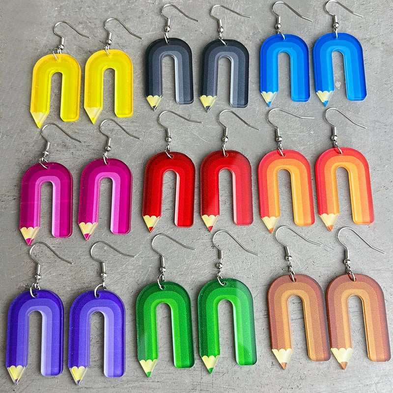 Wholesale 2pcs Teachers Colored Pencil Art Acrylic Earrings