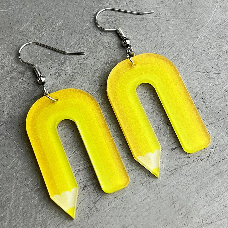 Wholesale 2pcs Teachers Colored Pencil Art Acrylic Earrings