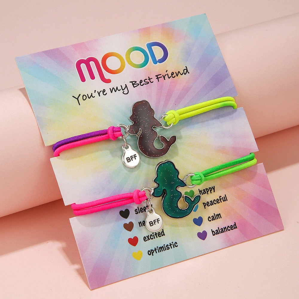 Wholesale 2pcs Temperature Sensitive Color Change Drip Oil Unicorn Bracelet