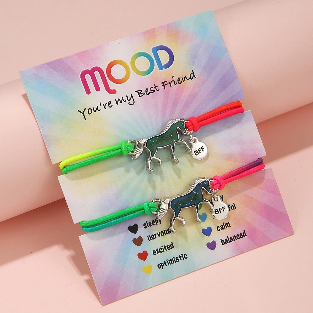 Wholesale 2pcs Temperature Sensitive Color Change Drip Oil Unicorn Bracelet