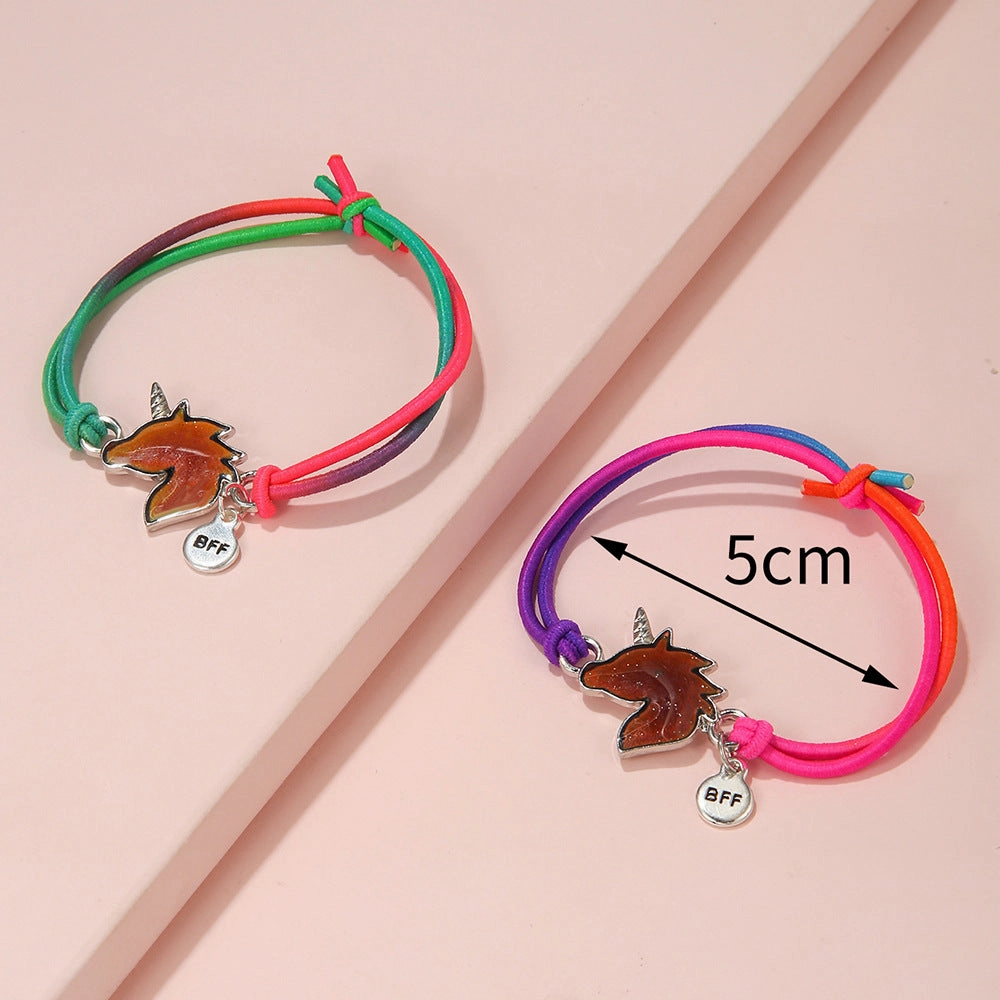 Wholesale 2pcs Temperature Sensitive Color Change Drip Oil Unicorn Bracelet