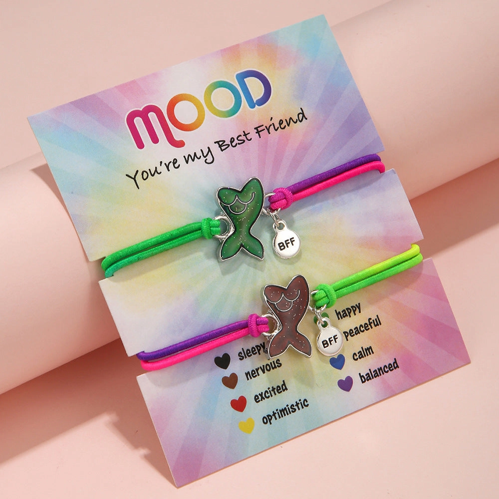 Wholesale 2pcs Temperature Sensitive Color Change Drip Oil Unicorn Bracelet