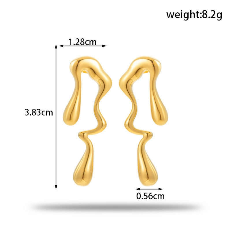 Wholesale 2pcs Titanium Steel Fashionable Liquid Long Irregular Earrings