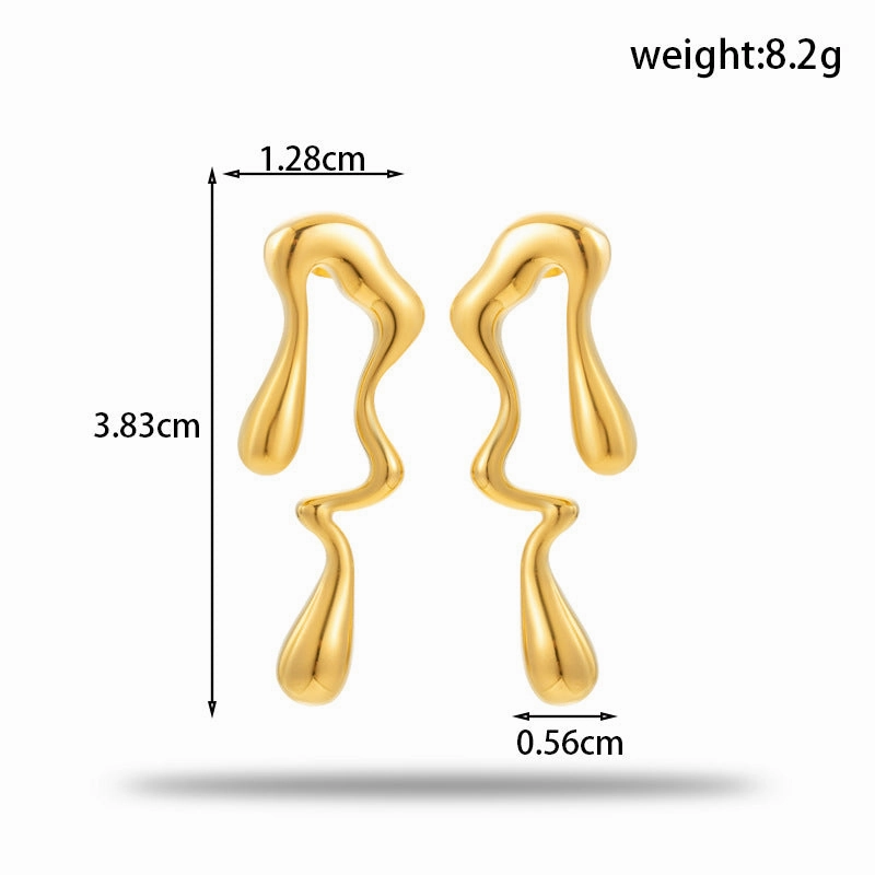 Wholesale 2pcs Titanium Steel Fashionable Liquid Long Irregular Earrings