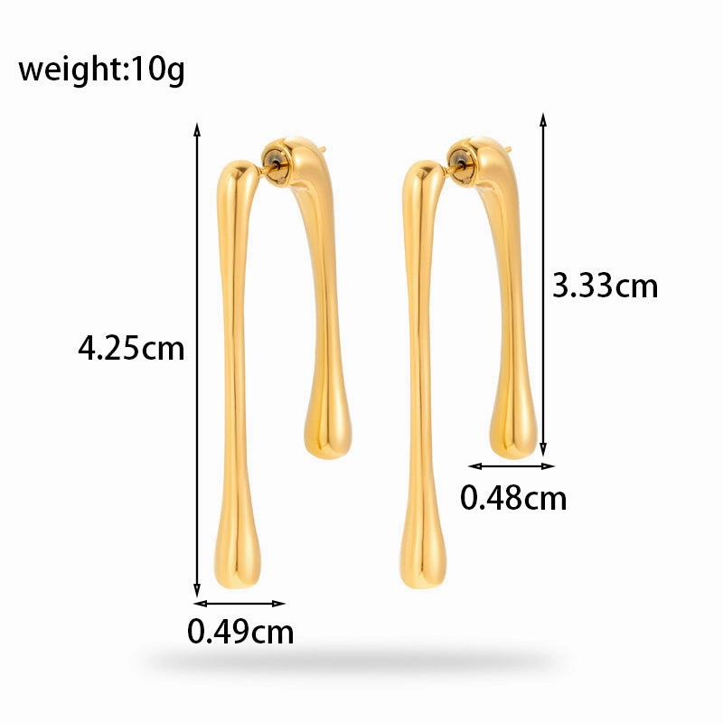 Wholesale 2pcs Titanium Steel Fashionable Liquid Long Irregular Earrings