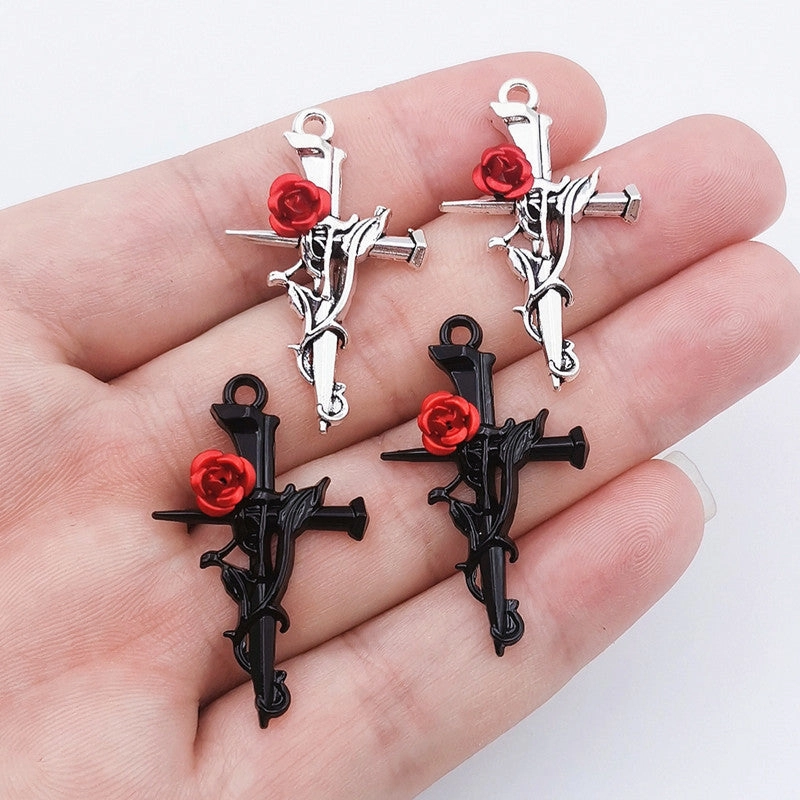 Wholesale 30PCS New Thorn Rose Cross DIY Zinc Alloy Pendant