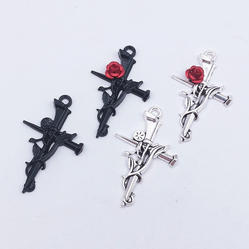 Wholesale 30PCS New Thorn Rose Cross DIY Zinc Alloy Pendant