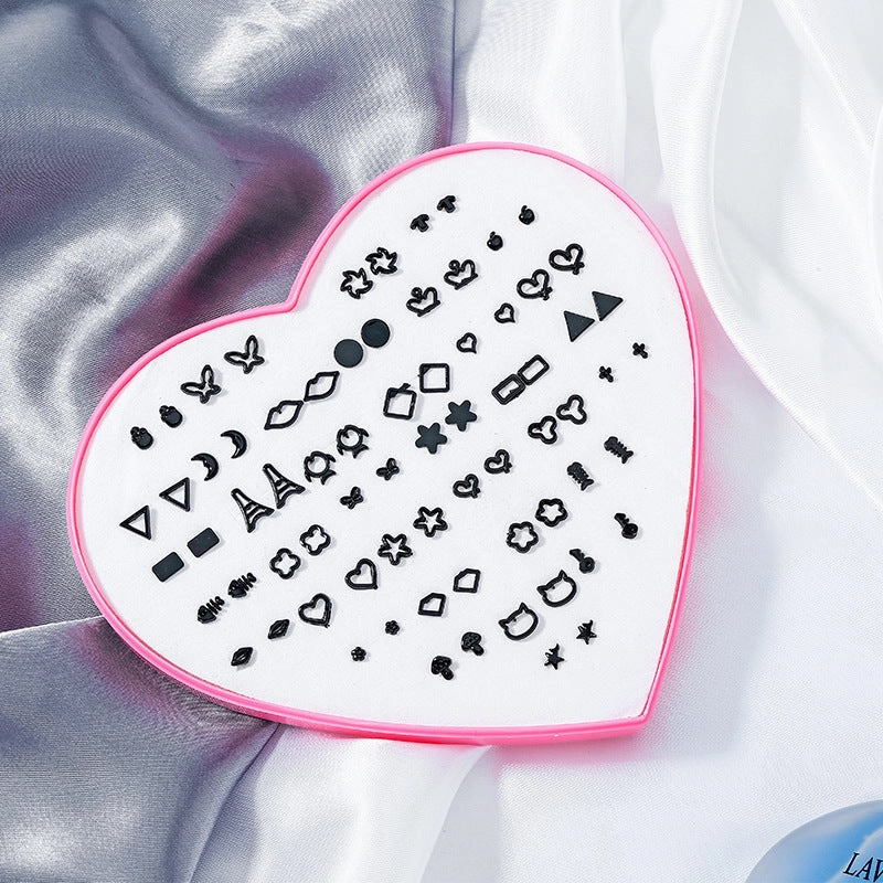 Wholesale 36 Pairs/Box Heart Star Plastic Ear Studs Set