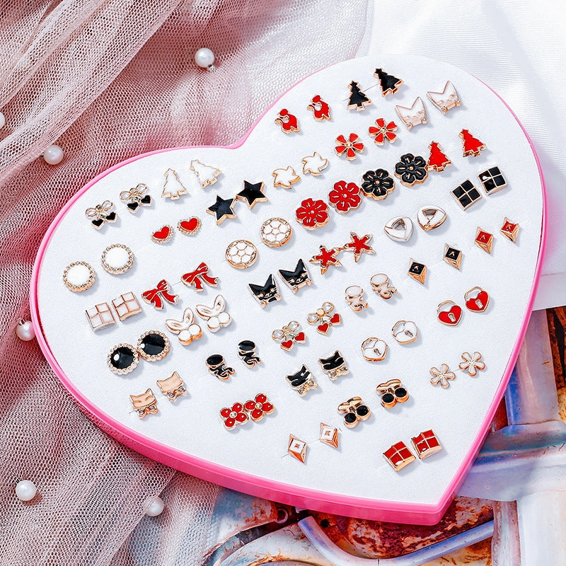 Wholesale 36 Pairs/Box Plastic Flower Ear Studs Set