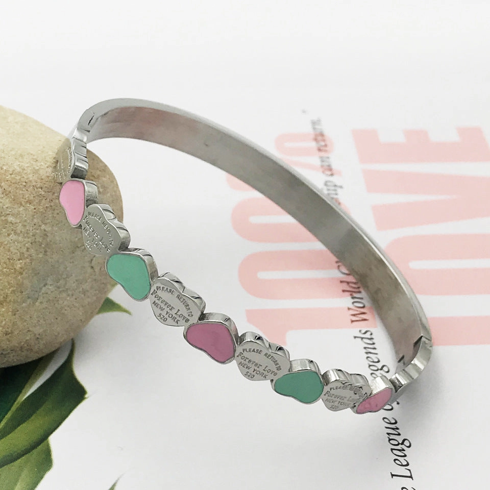 Wholesale 3 Colors Heart Stainless Steel Gold Plated Bracelet