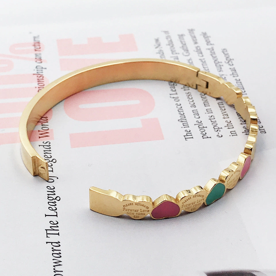 Wholesale 3 Colors Heart Stainless Steel Gold Plated Bracelet