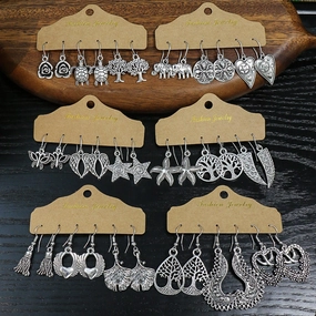 Wholesale 3 Pair Vintage Alloy Earrings