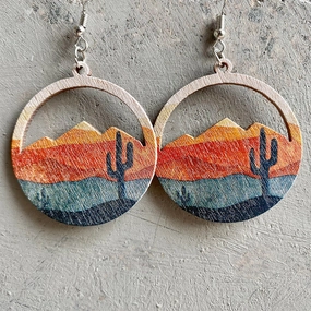 Wholesale 3 Pairs/Pack American West Round Wooden Earrings