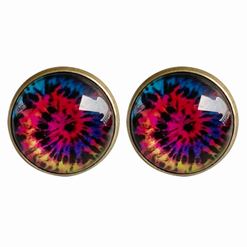 Wholesale 3 Pairs/pack Christmas Plaid Leopard Print Cow Pattern Glass Stud Earrings
