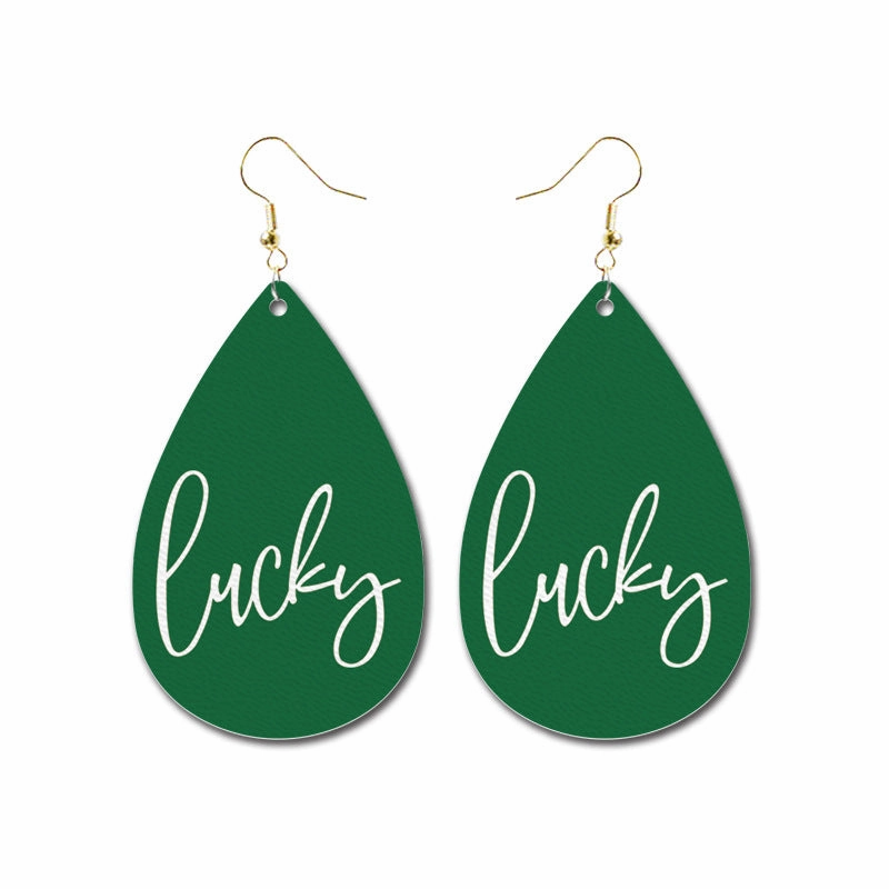 Wholesale 3 Pairs/Pack St. Patrick's Day Leather Earrings