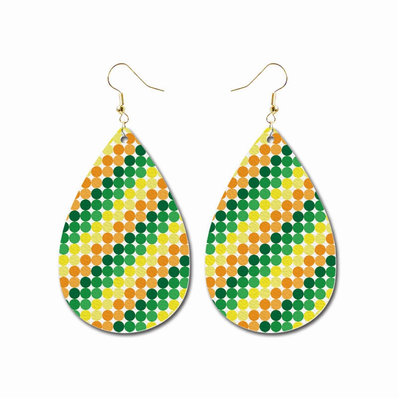 Wholesale 3 Pairs/Pack St. Patrick's Day Leather Earrings