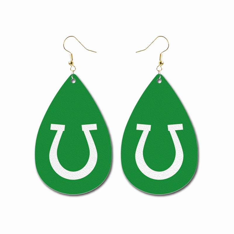 Wholesale 3 Pairs/Pack St. Patrick's Day Leather Earrings