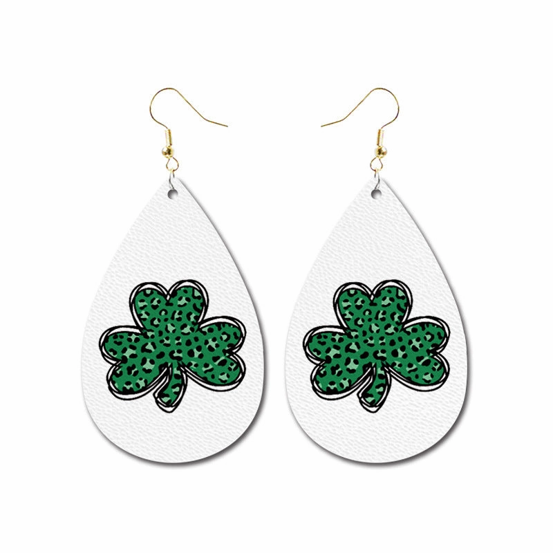 Wholesale 3 Pairs/Pack St. Patrick's Day Leather Earrings