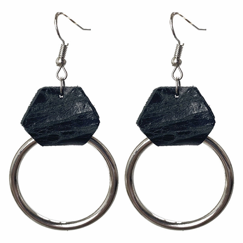 Wholesale 3 Pairs/pack Vintage Embossed Cowhide Metal Hoop Earrings