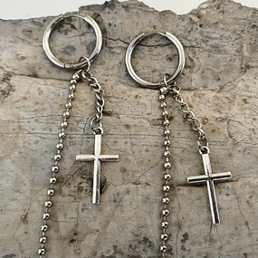Wholesale 3 Pairs/pack Western Style Cactus Cross Feather Metal Earrings