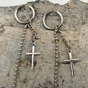 Wholesale 3 Pairs/pack Western Style Cactus Cross Feather Metal Earrings