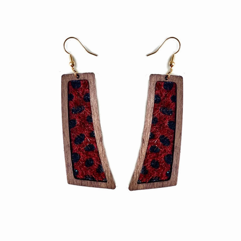 Wholesale 3 Pairs/pack Western Style Geometric Leopard Print Genuine Leather Horse Hair Earrings