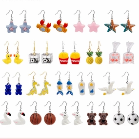 Wholesale 3D Animal Omelette Alloy Earrings