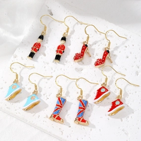 Wholesale 3D Cartoon Guard Boots Alloy Oil Drop Earrings