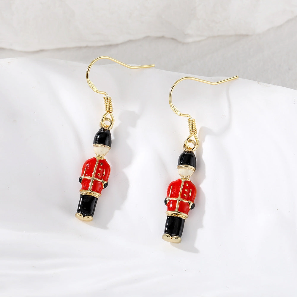Wholesale 3D Cartoon Guard Boots Alloy Oil Drop Earrings
