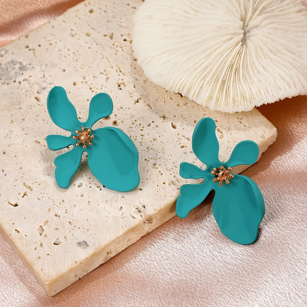 Wholesale 3D Flower Alloy Earrings