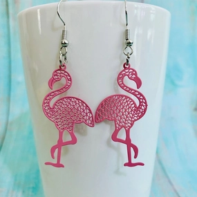 Wholesale 3pair/pack Flamingo Fish Cat Dragonfly Metal Sheet Earrings